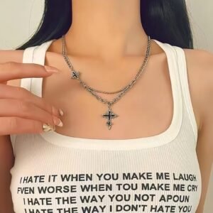 Titanium steel necklace with cross pendant