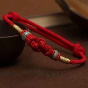 Red String Jade Luck Fortune Knot Braided String Bracelet